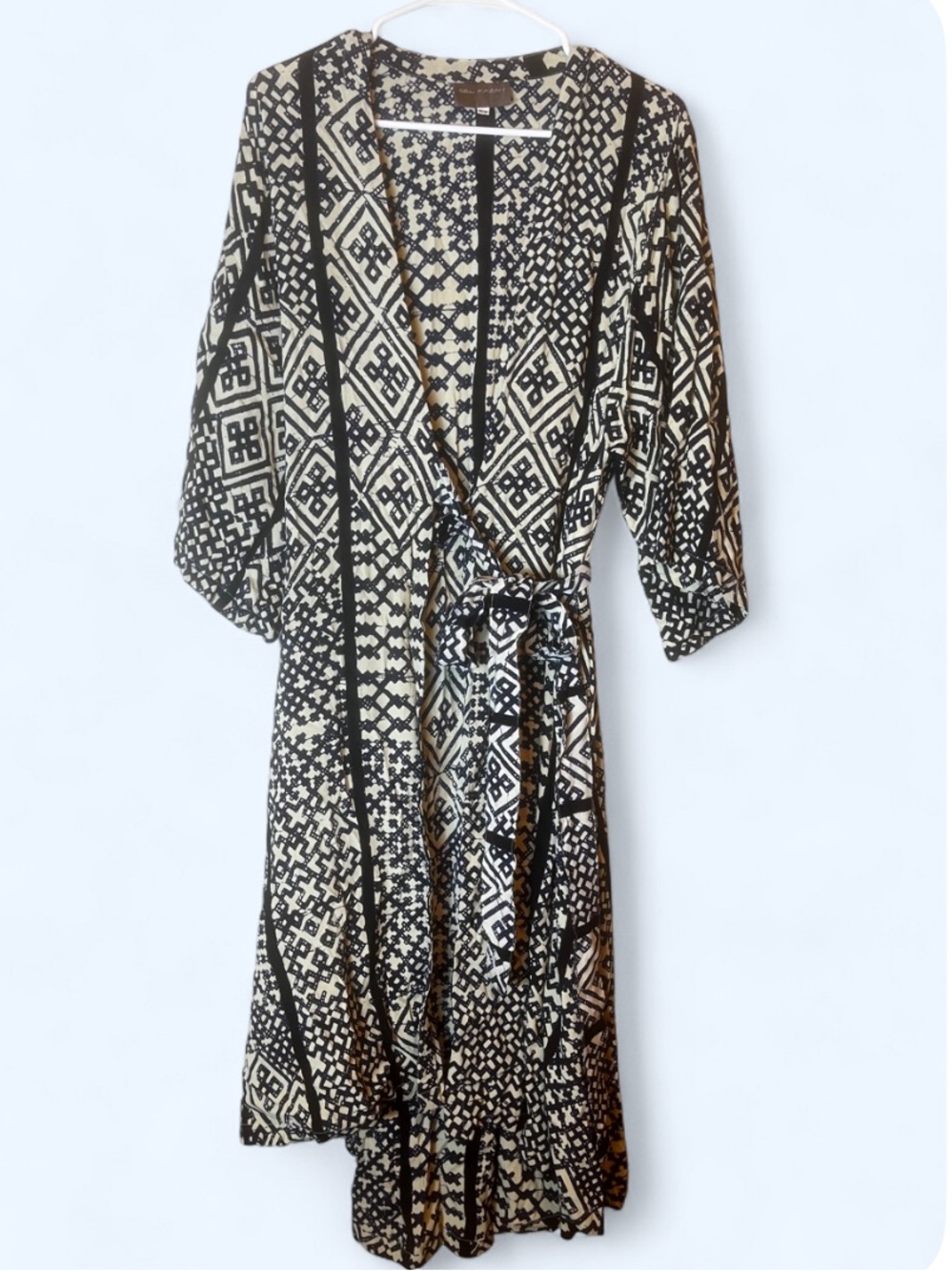 BEL KAZAN Temple Print Midi Wrap Dress Size S/M